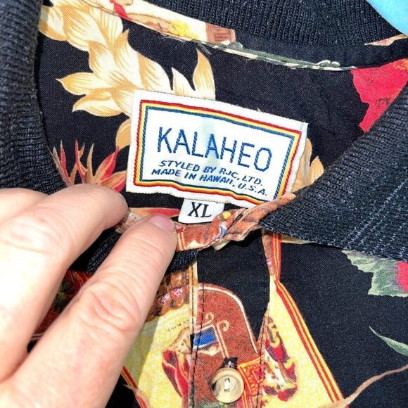 Kalaheo Hawaiian Shirt Mens Size XL Vintage Cigar Pattern Pullover Cotton Rayon - Picture 4 of 11